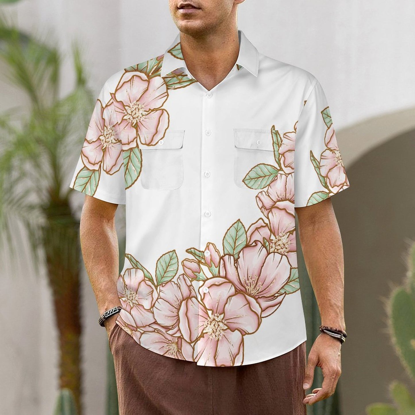 Polo Collar Short Sleeved Shirt