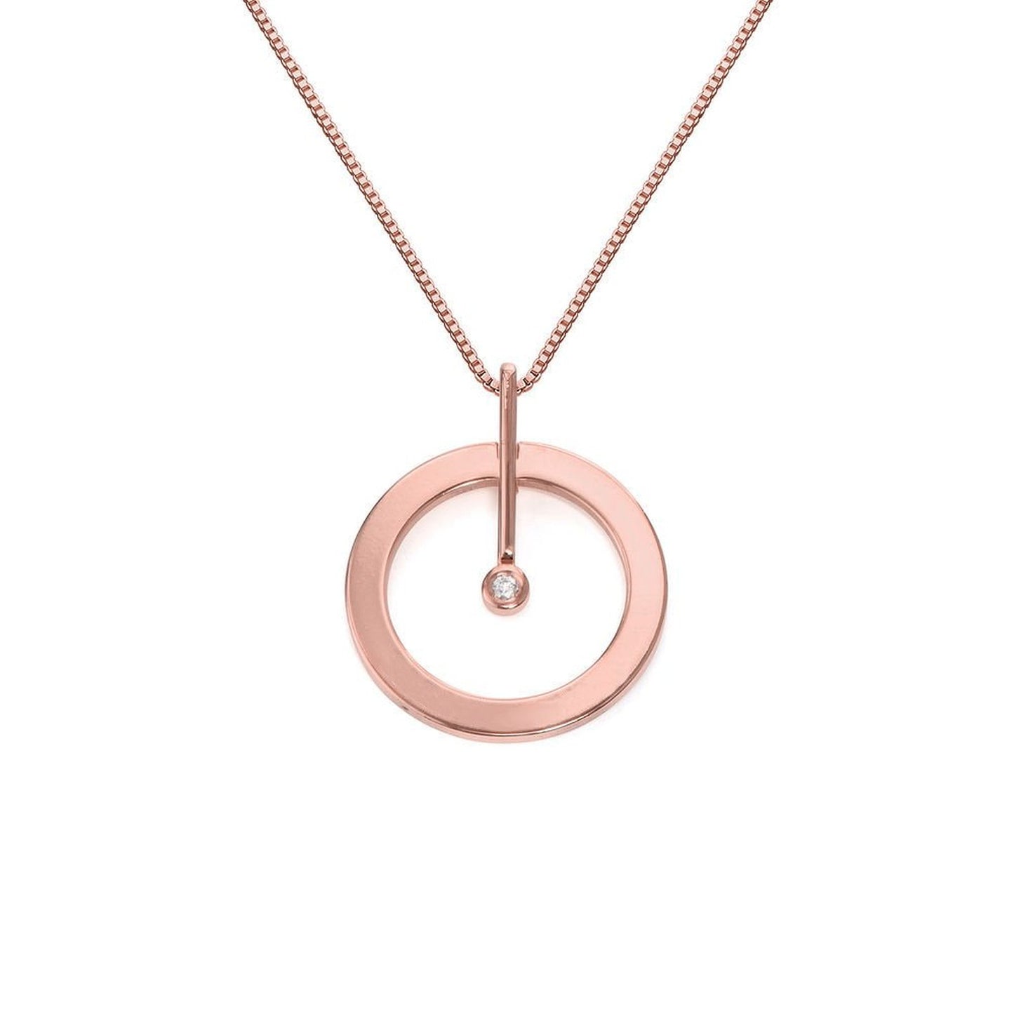Diamond Set Single Ring Necklace