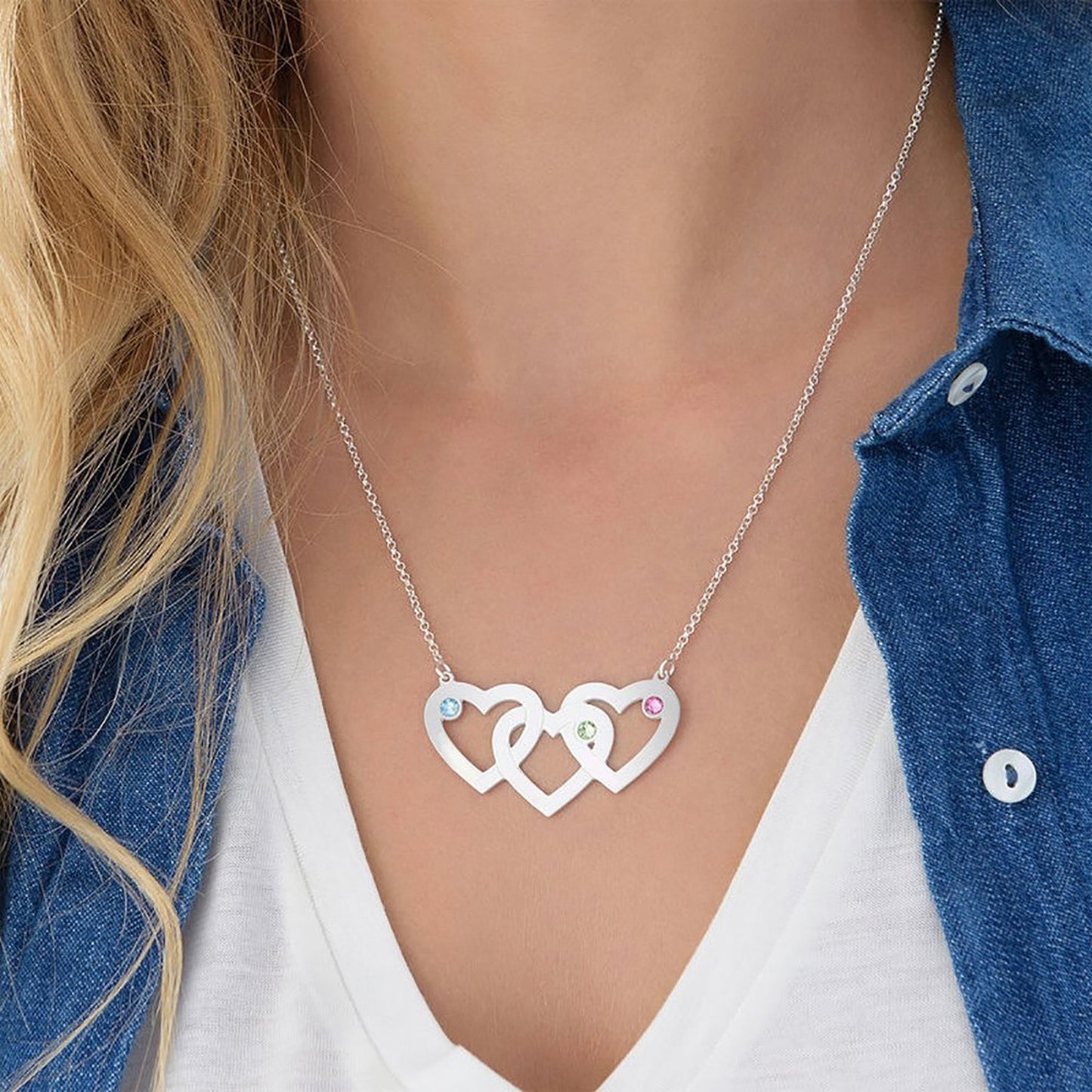 Three Heart Interwoven Necklace