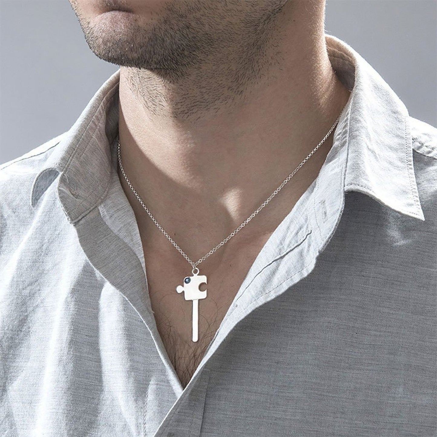 Puzzle Couple Key Necklace
