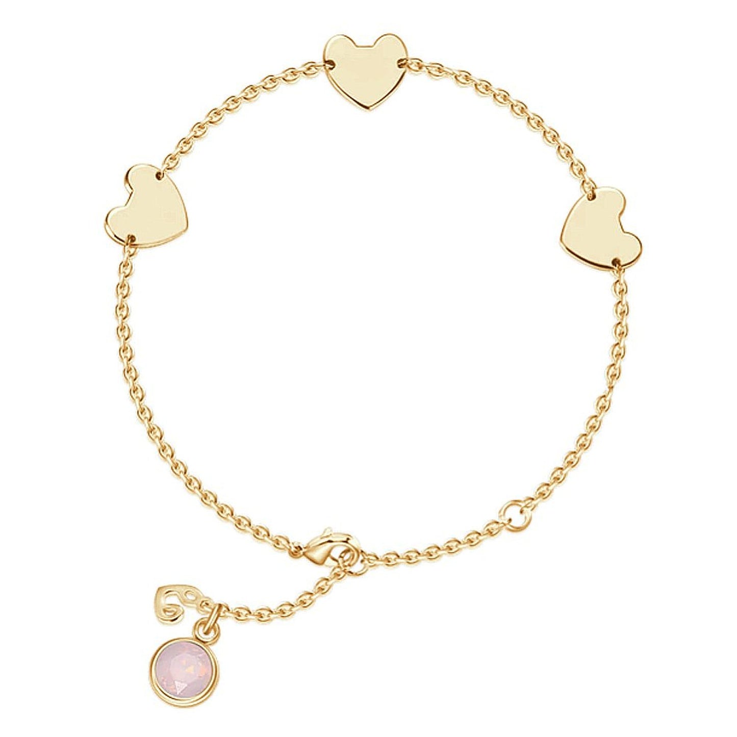 Birthstone Three Heart Bracelet