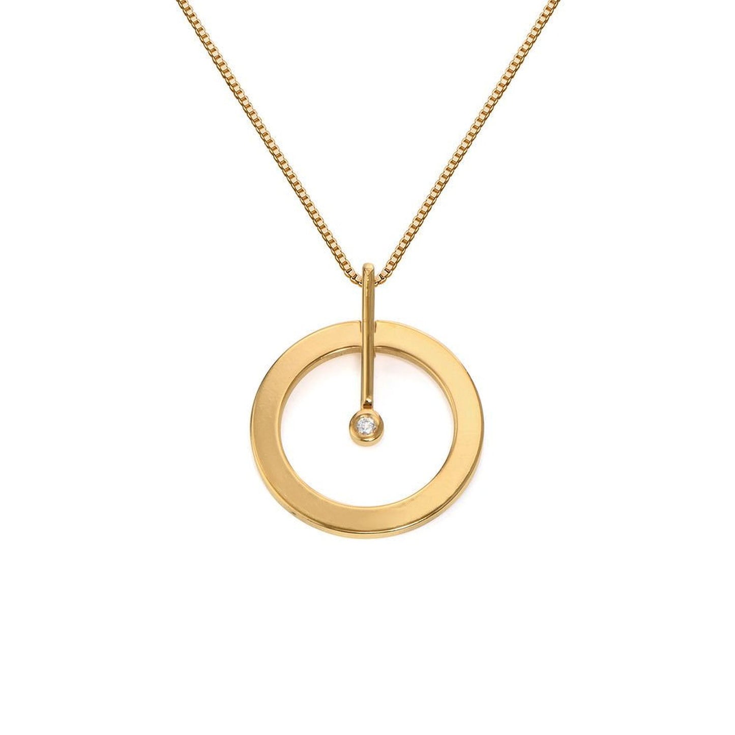 Diamond Set Single Ring Necklace