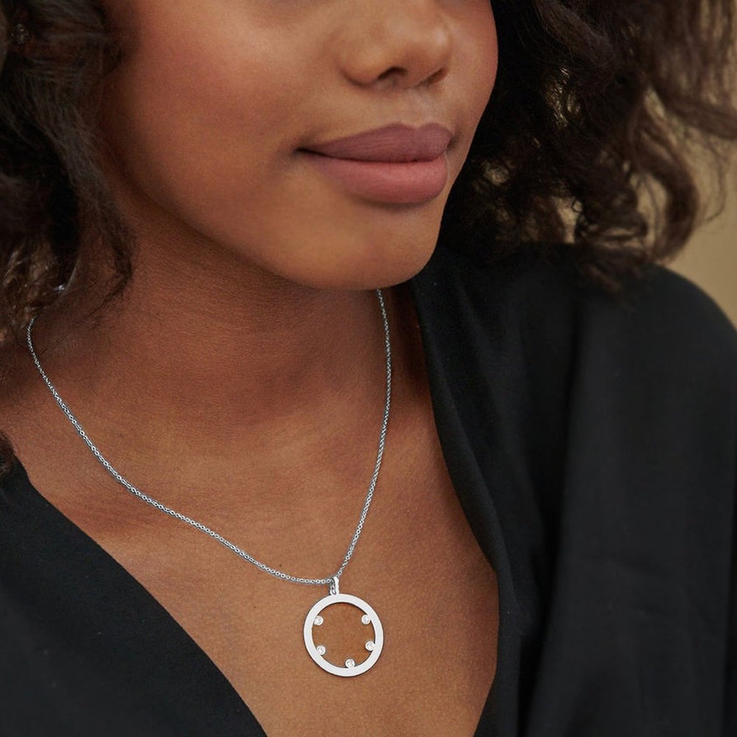 Birthday Stone Round Necklace