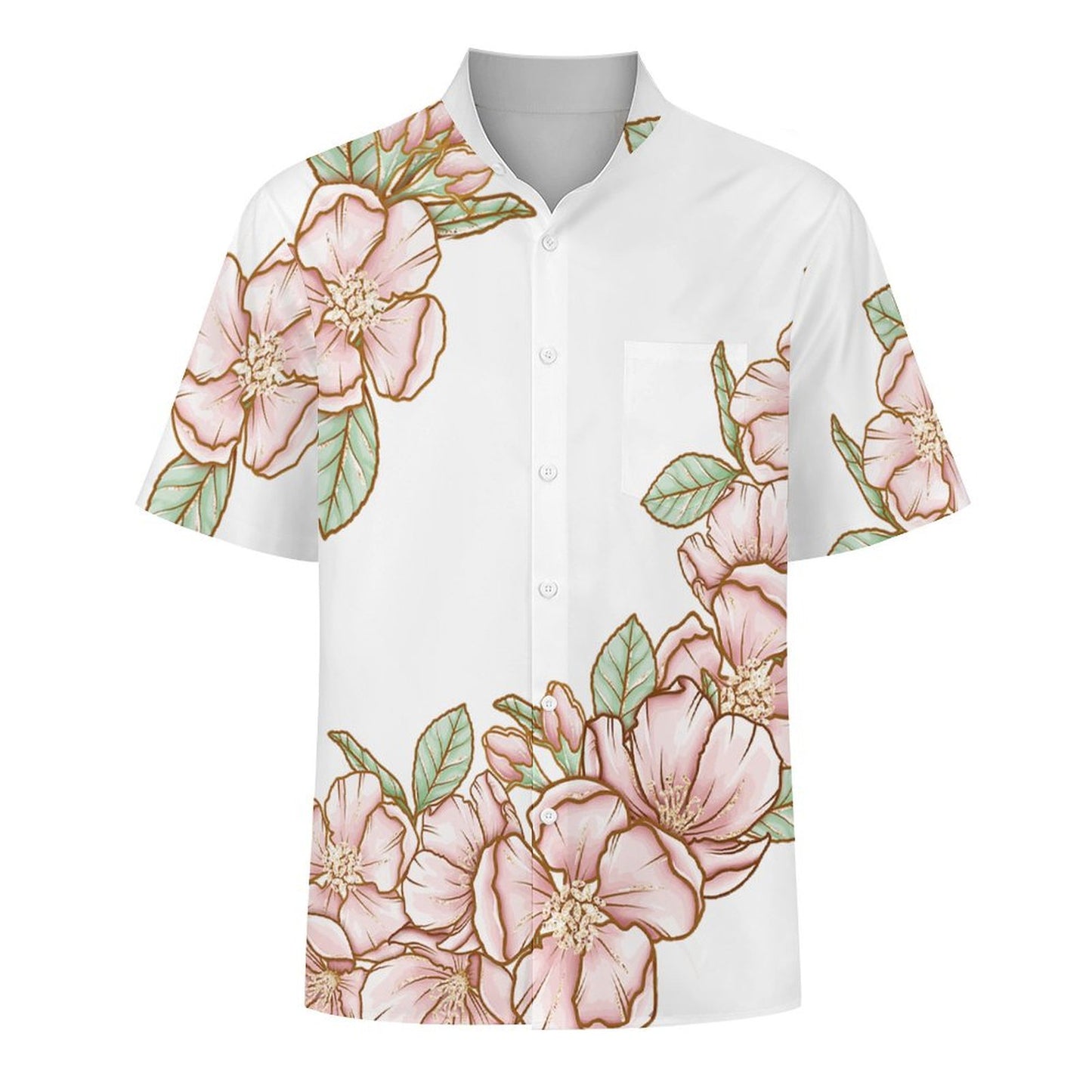 Stand Up Collar Short Sleeved Shirt