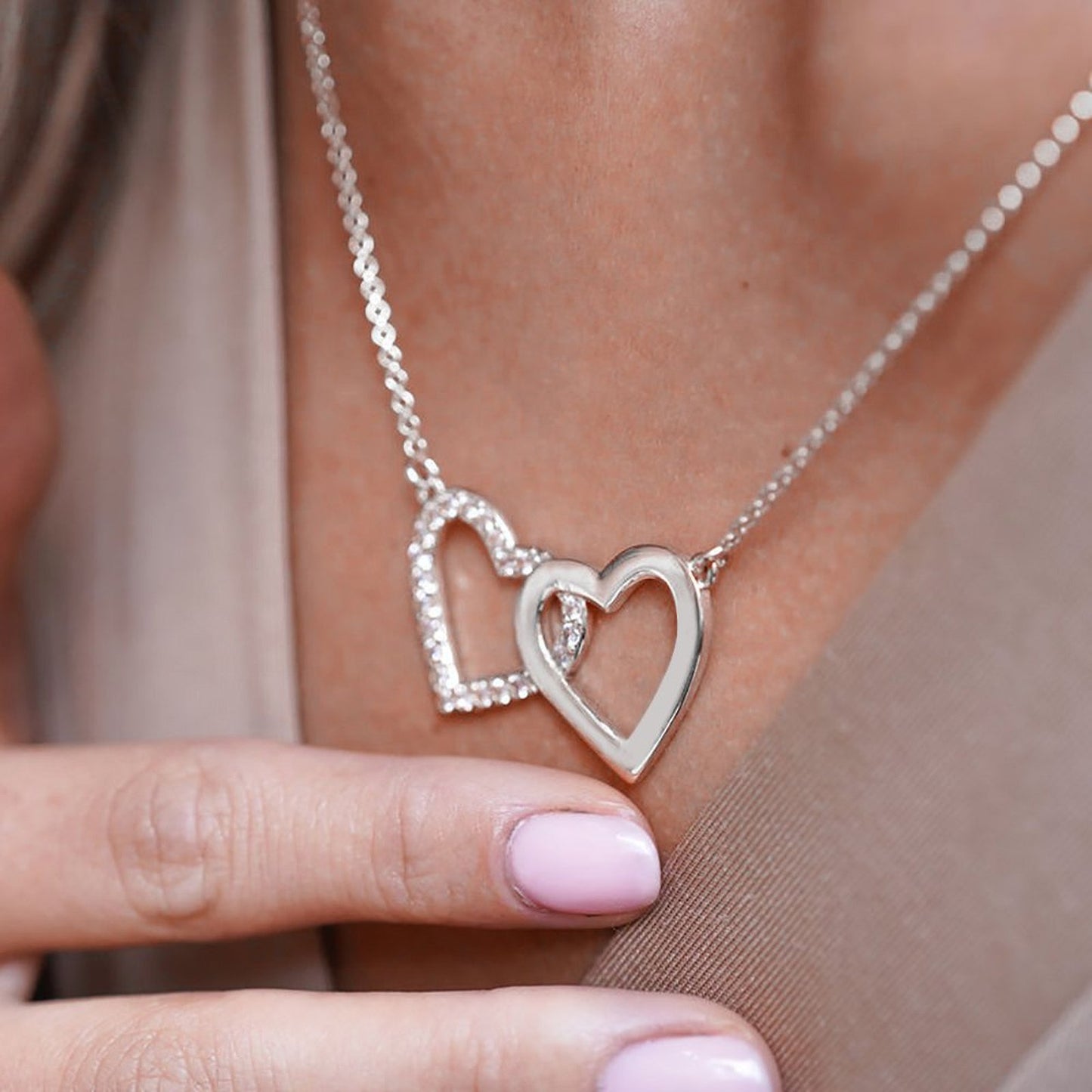 Double Heart Diamond Necklace