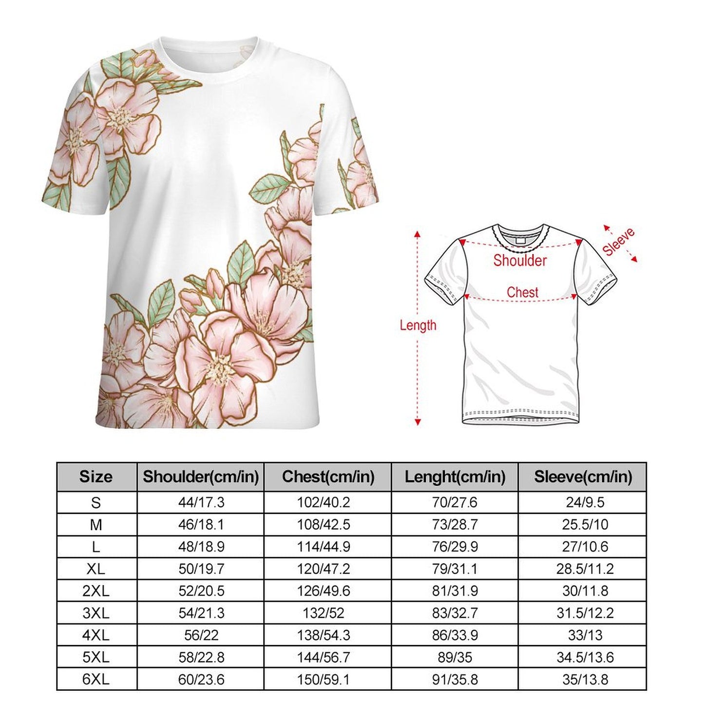 Full Print T-shirt Flowers