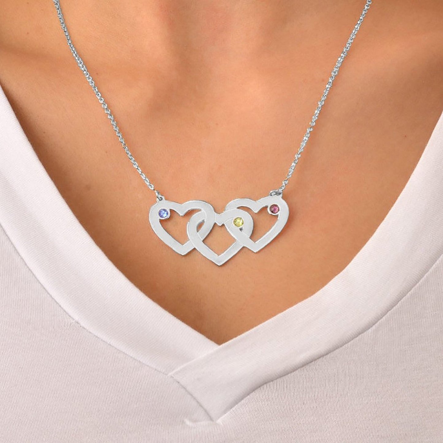 Three Heart Interwoven Necklace