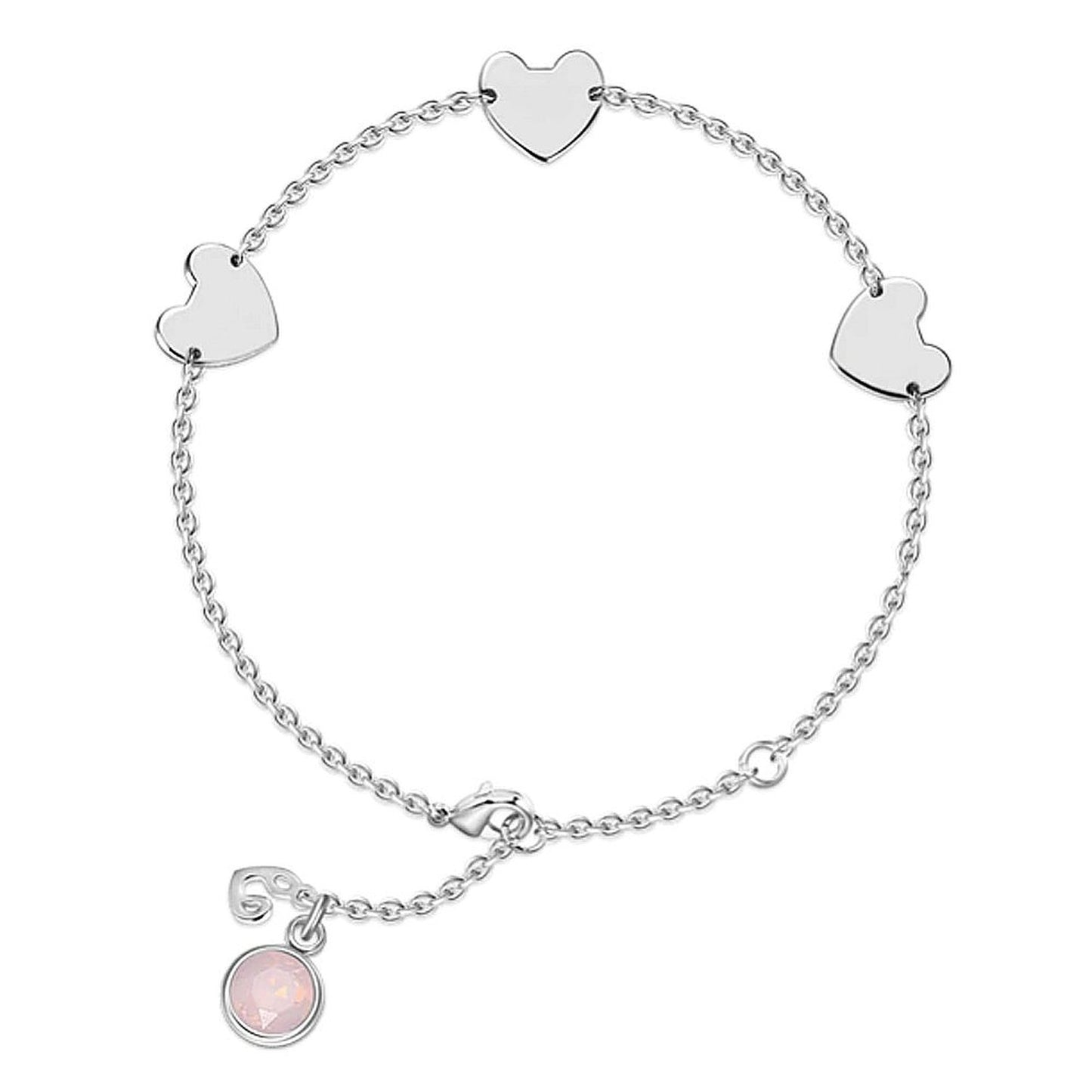 Birthstone Three Heart Bracelet