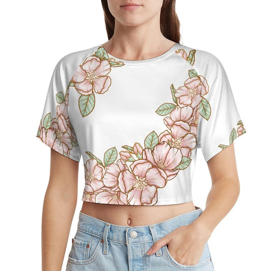 Short Sleeved Navel Exposed Flowers