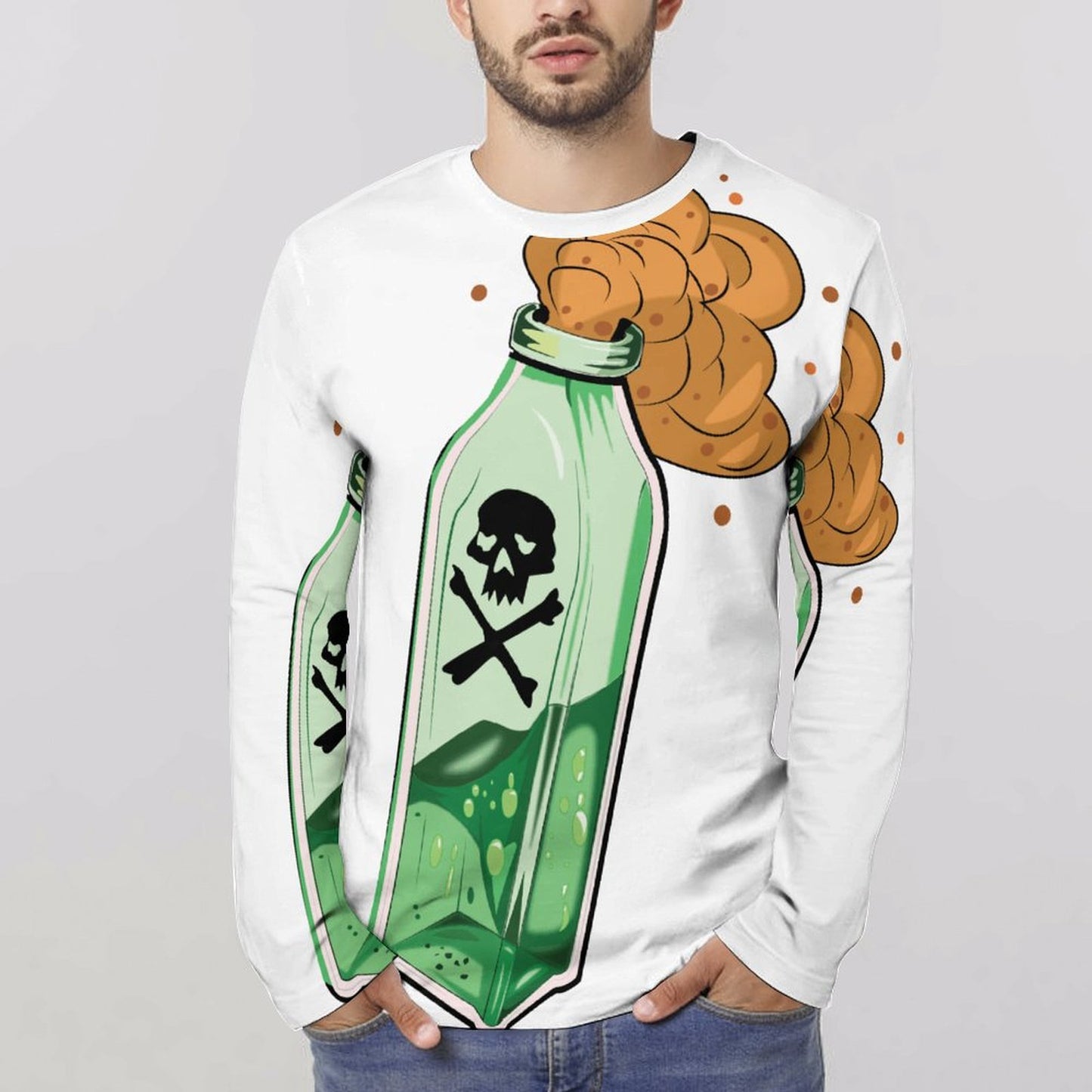 Full Print Long Sleeve T Shirt Poison Bottle