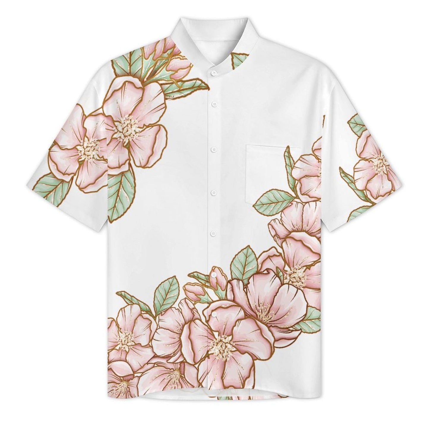 Stand Up Collar Short Sleeved Shirt