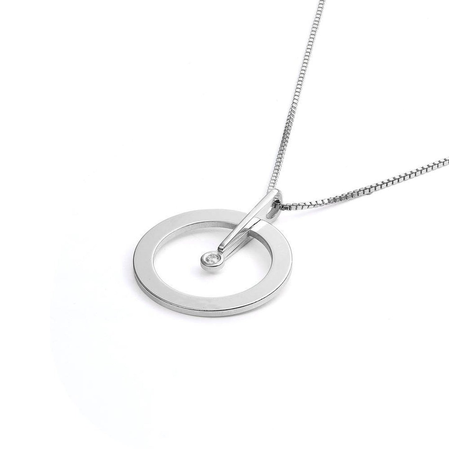 Diamond Set Single Ring Necklace