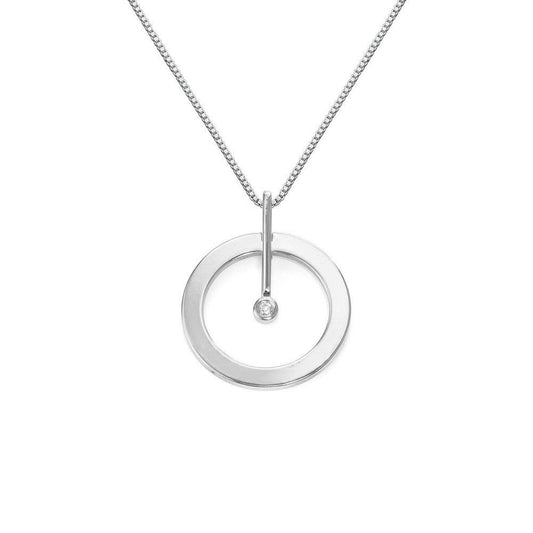 Diamond Set Single Ring Necklace