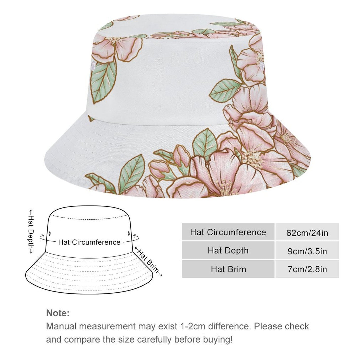 Bucket Hat Flowers Style 62x9x7cm