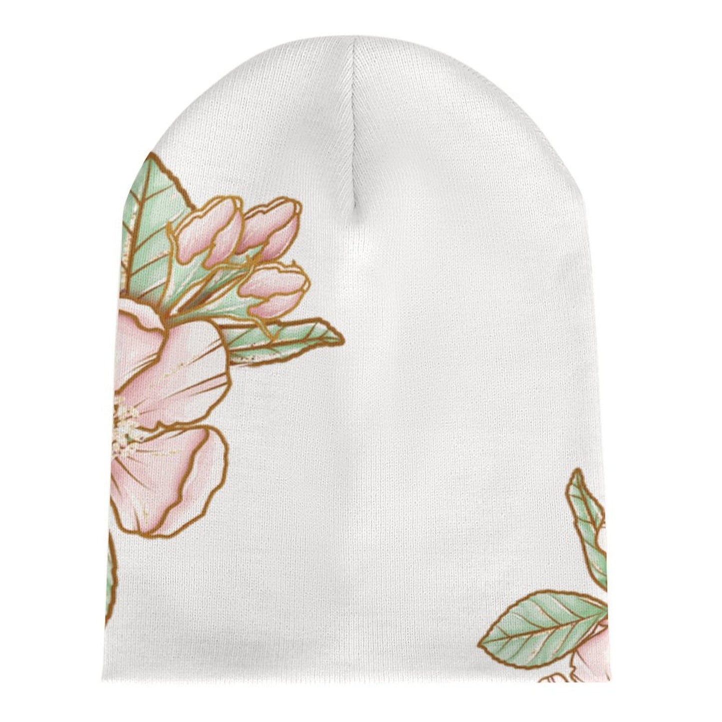 Full Printed Knitted Hat Flowers Style One Size
