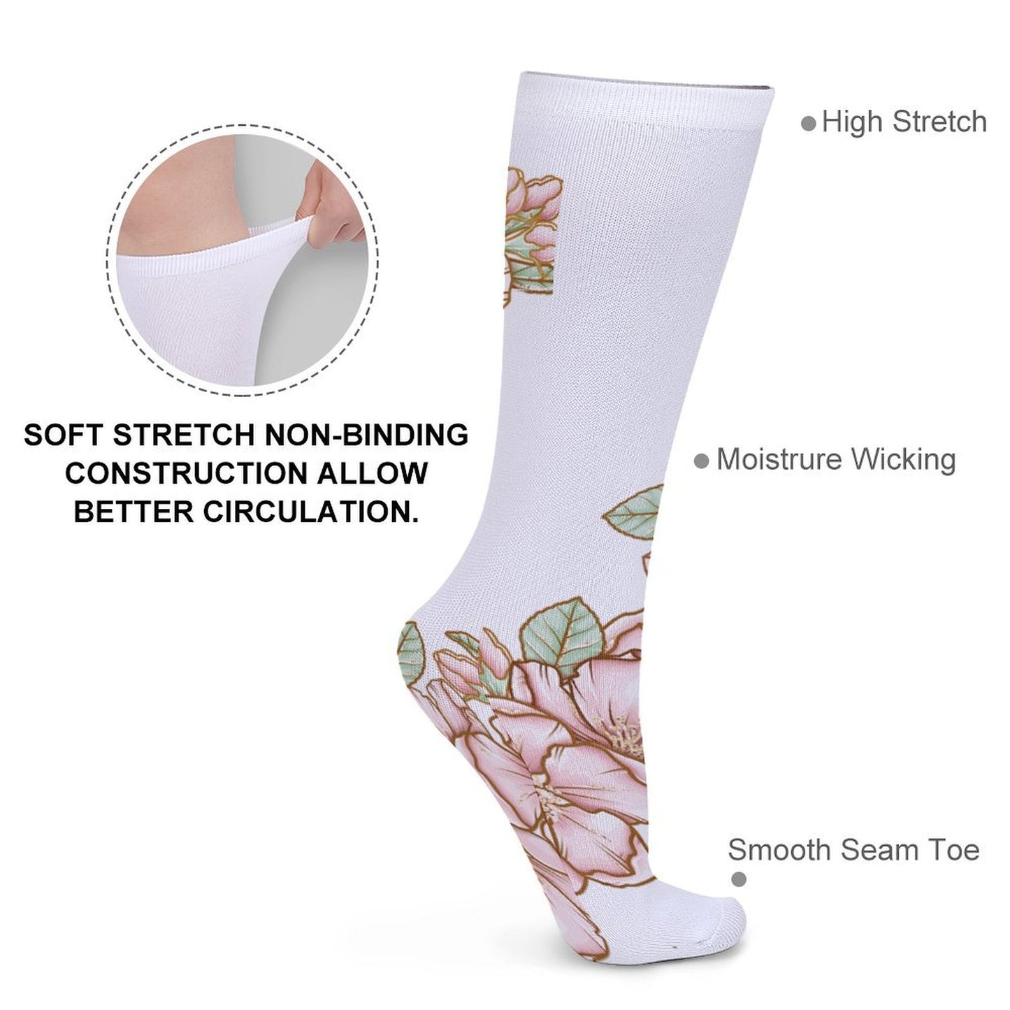 Thick Stockings Flowers Style One Size