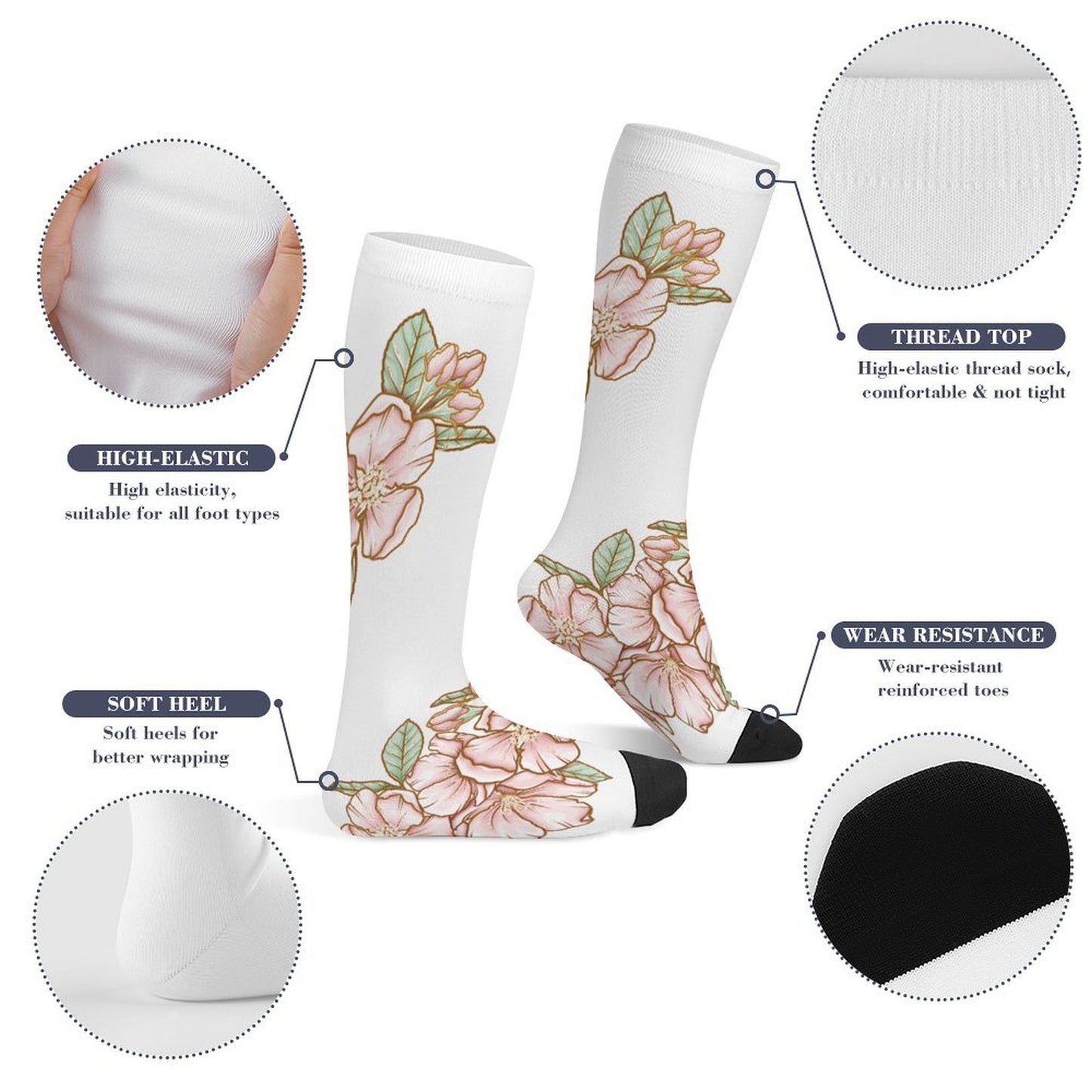 All Printed Stockings Flowers Style 42cm