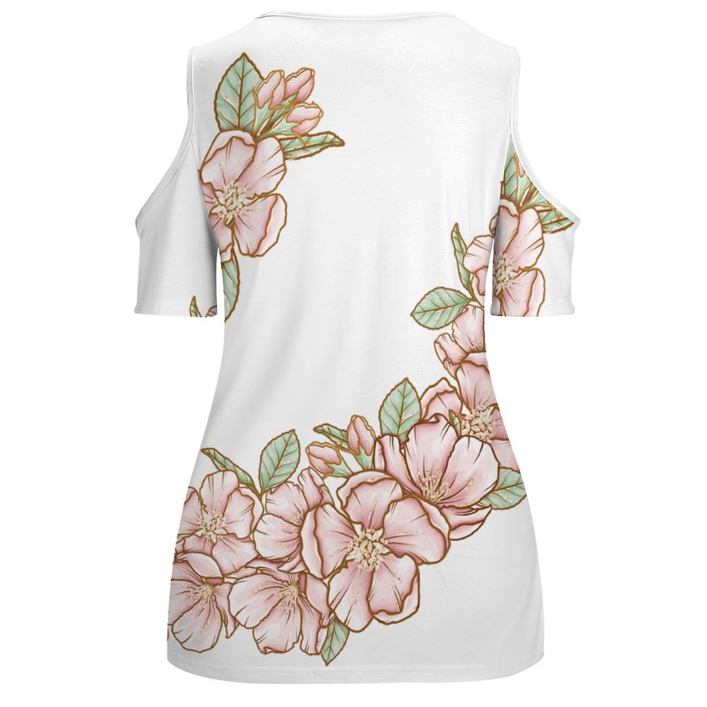 Crewneck Casual Solid Color Short Sleeve-Single Graph Flowers