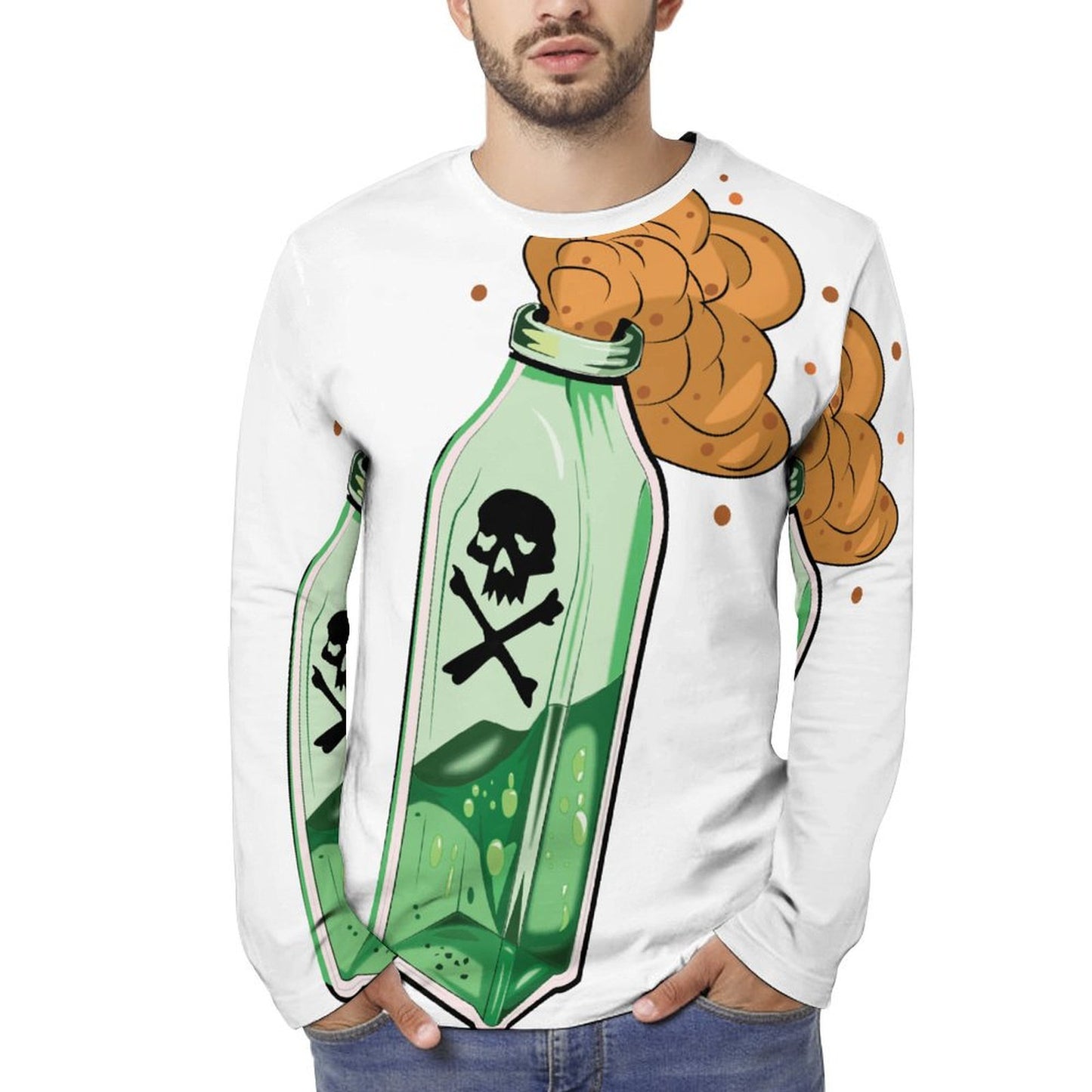 Full Print Long Sleeve T Shirt Poison Bottle