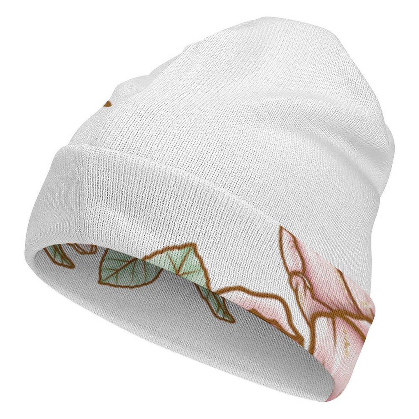 Full Printed Knitted Hat Flowers Style One Size