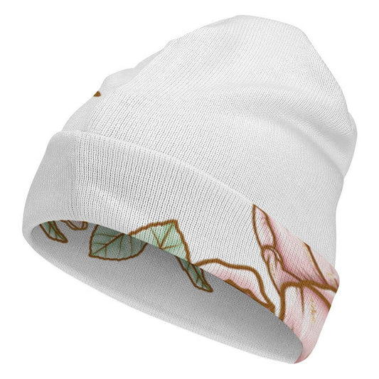 Full Printed Knitted Hat Flowers Style One Size