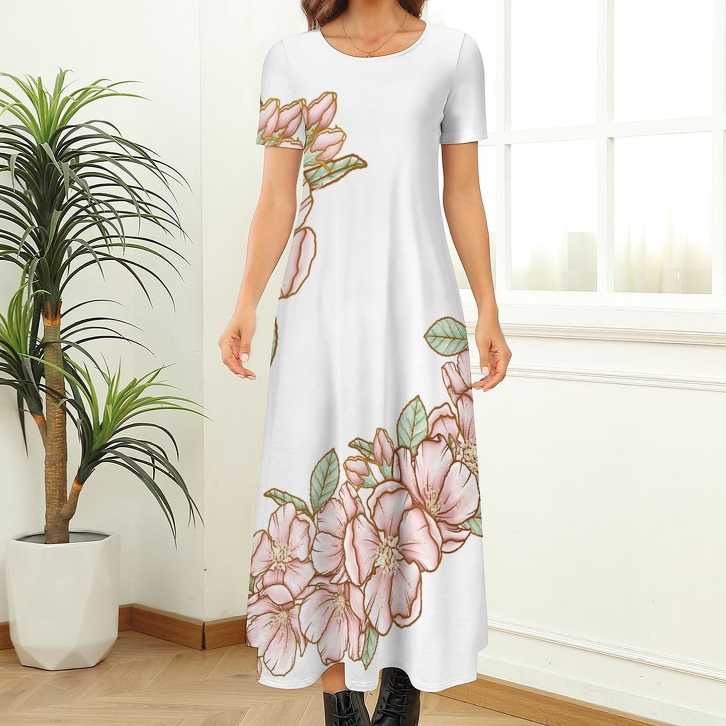 Round Neck Short Sleeve Dress